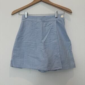 Vintage 90s Esprit wrap chambray blue high waisted skort skirt shorts